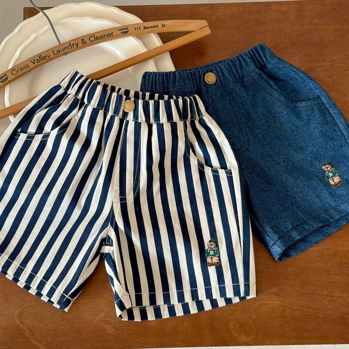 Ircomll New Classic Shorts for Boys Baby Cotton Stripe Elastics Waist Casual Summer Toddler Shorts Lightweight 9m-4 Years