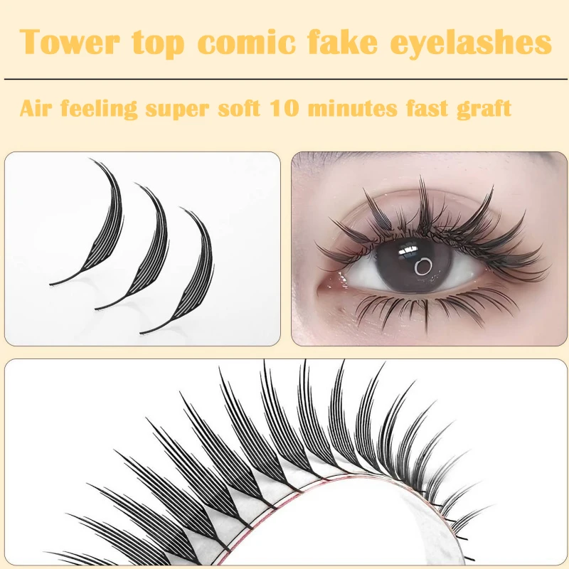 MIOFIA Comic Spire Eyelash Extension Natural Lightweight 3D Manga False Eyelashes 8-15mm Feather Anime Mink Lashes Makeup Tool
