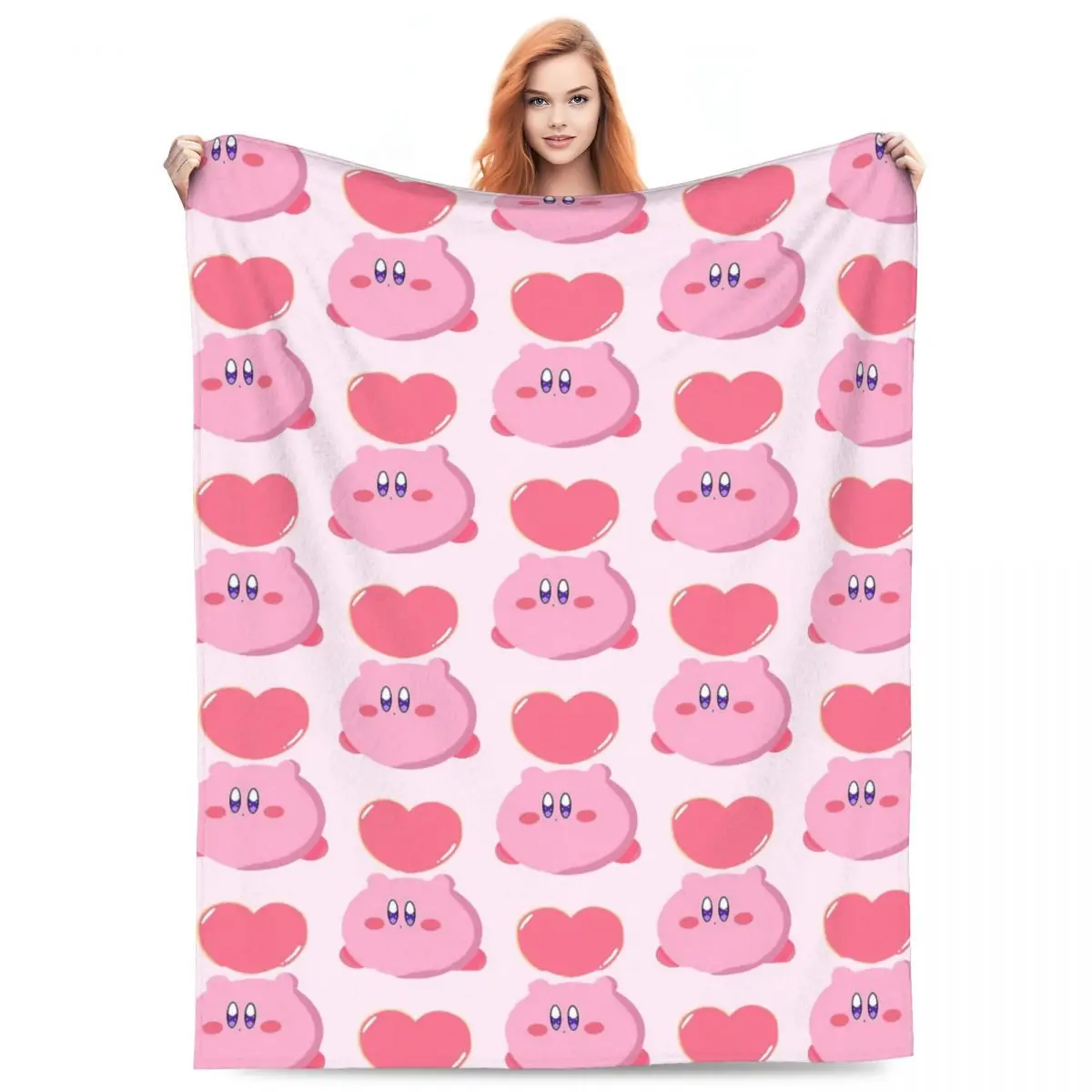 بطانية كيربي هارت بيو المحبوكة من الفلانيل بطانية رمي دافئة لسرير السرير #1