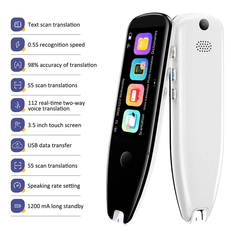 Stylo de traduction bidirectionnel en temps réel, Campanvocal, numérisation, 112 langues