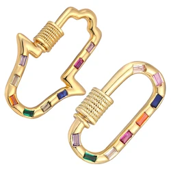 Juya Handmade 18K Gold Plated Fasteners Screw Lock Carabiner Clasps Accessories For DIY Women Mesh Chains Pendant Jewelry Making