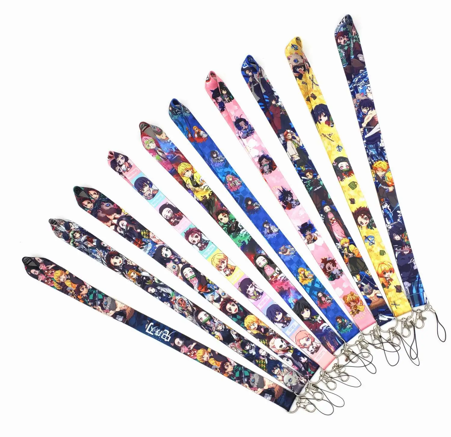 Disney Kimetsu no Yaiba Printed Keychain Lanyard For Keys ID Badge Holder Neck Strap Hang Rope Webbing Ribbon