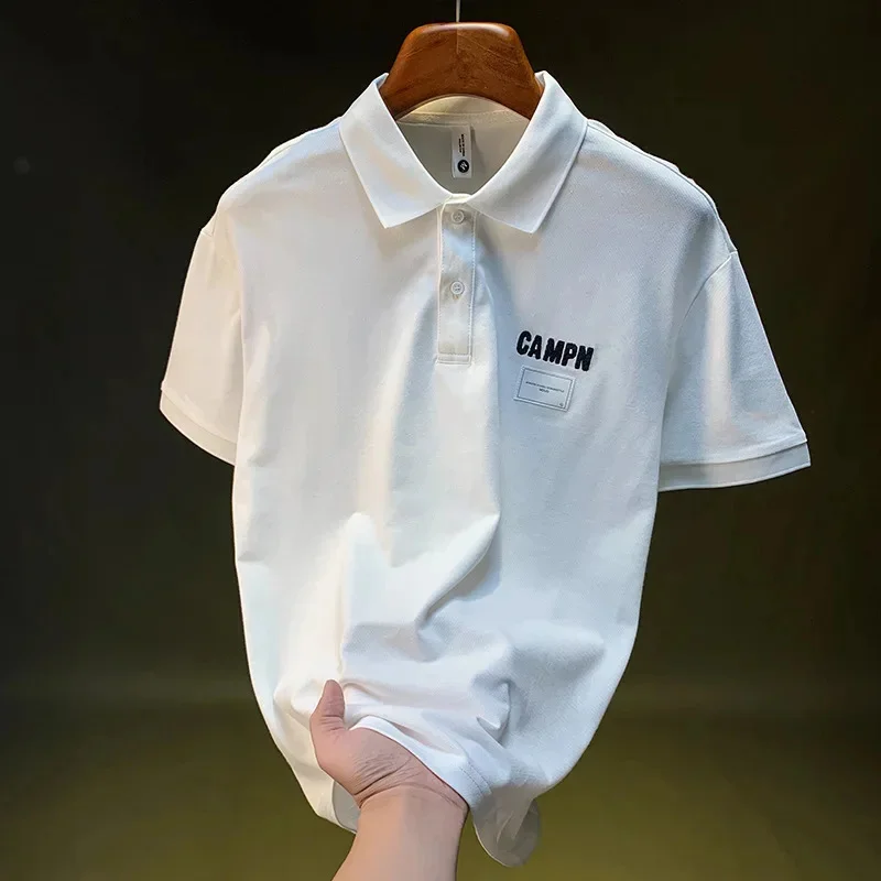 

2026 летняя новая рубашка-поло, мужская футболка с классическим воротником и коротким рукавом, свободный тонкий полутоп