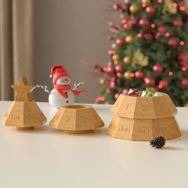 1pc Stacking Christmas Tree Silicone Mold Candle Jar Perpetual Calendar Music Storage Box Christmas Decor