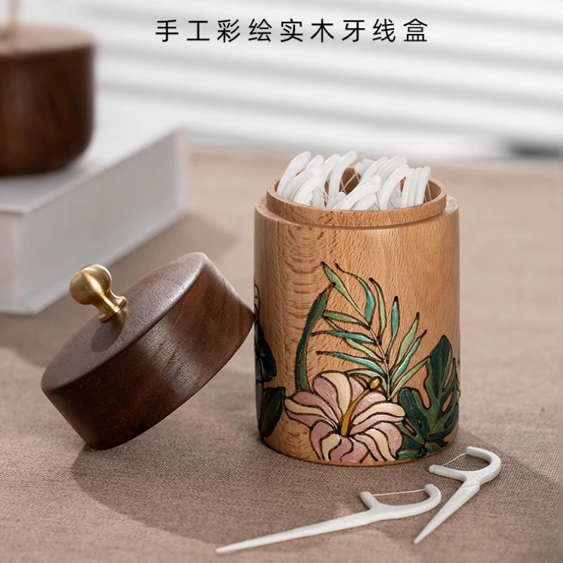 

Ящик для хранения нити из массива дерева, новинка 2025 года, домашняя коробка для ватных тампонов, высококачественная настольная коробка для зубочисток премиум-класса