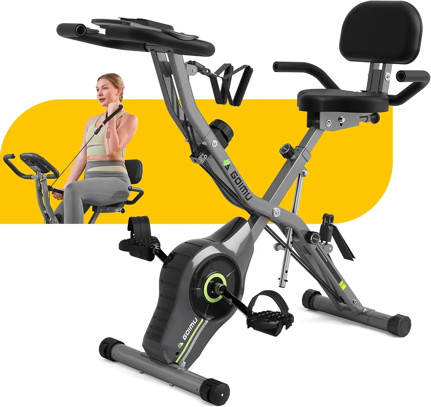 Exercise Bike, 5 in 1 Stationary Bike for Seniors, 16-Level Adjustable Resistance, Indoor Recumbent Bike with