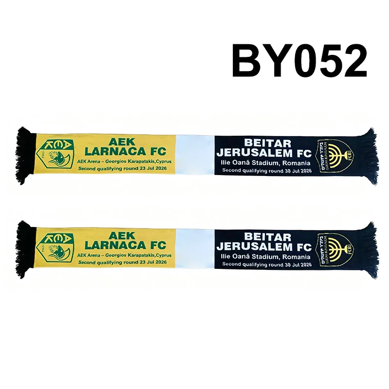 145*18 cm Size 26-27 Beitar Jerusalem FC VS AEK Larnaca FC Scarf for Fans Double-faced Knitted BY052