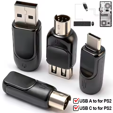 1-4PCS for PS2 To USB A/USB-C Male To Female Adapters Universal Game Console Converters for PS 2 Mouse Keyboard Laptop Connector