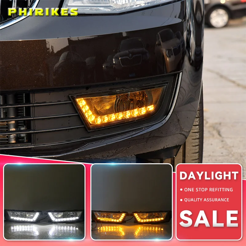 

For Skoda Octavia A7 MK3 2014 2015 2016 LED DRL Daytime driving Running Lights Daylight cover hole free shipping