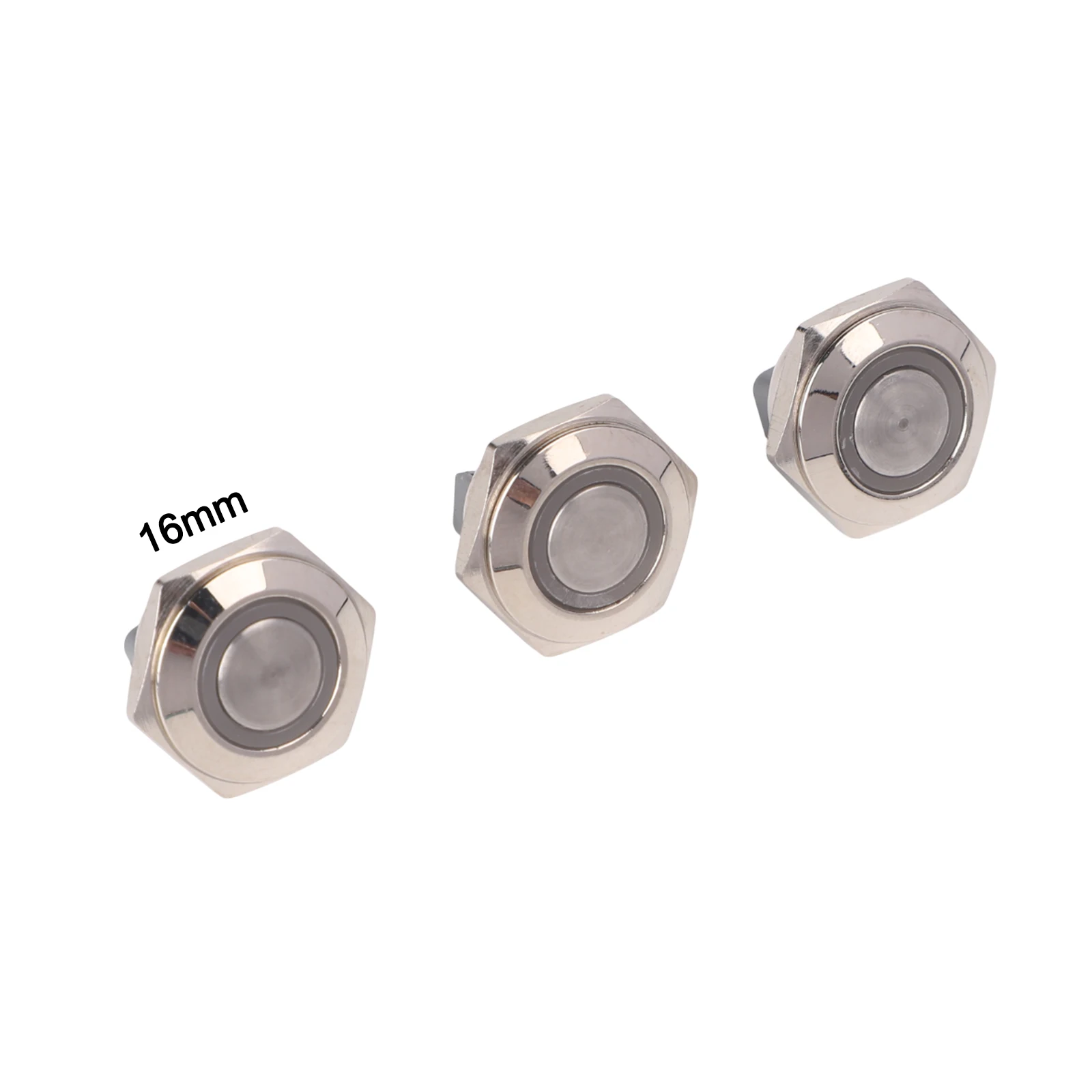 3pcs 16mm Metal Push Button Switch Momentary Self For Reset LED Light 12V 24V With Wire For Automotive Industrial Electrical Con