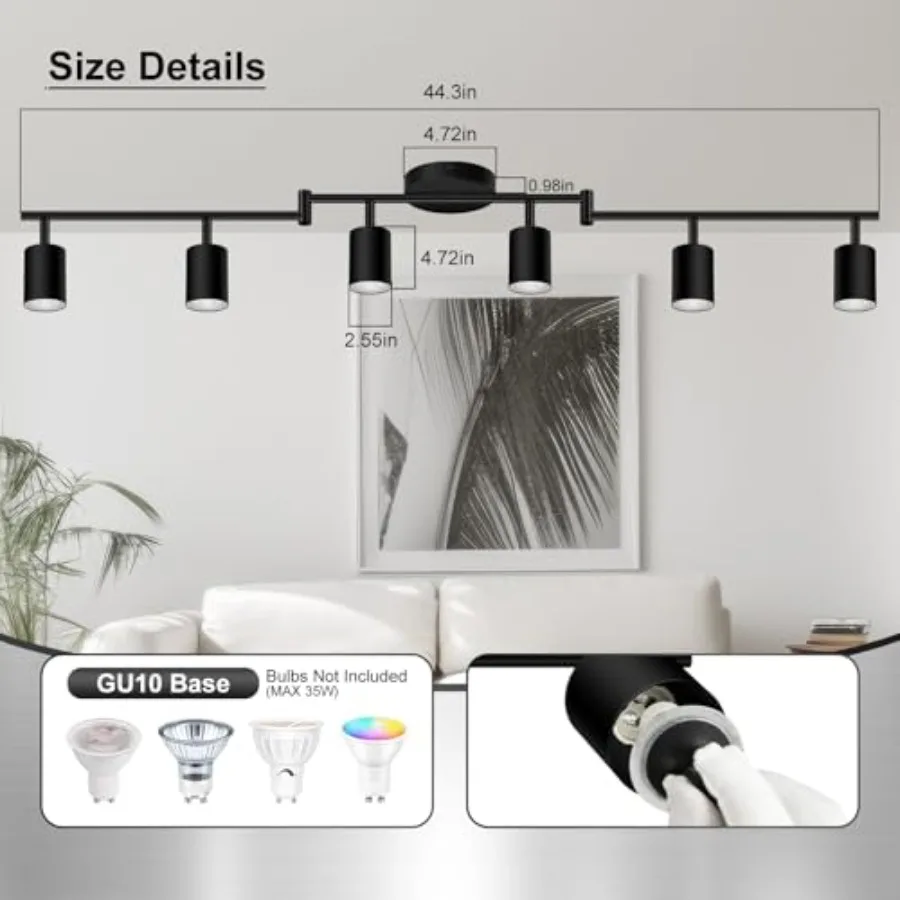 Track ing Fixtures Ceiling, Matte Black Kichen Track Lighting Fixtures with Rotatable Light Heads, Foldable Lamp Arms, Modern L - view 4