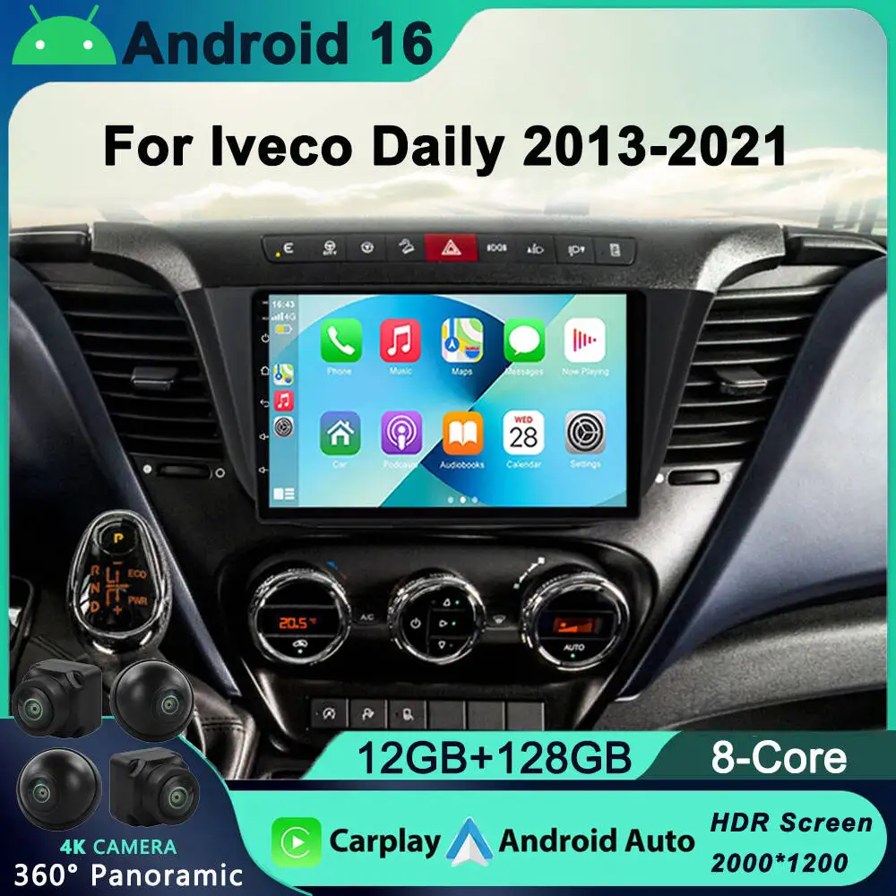 

Android 16 Auto Car Radio Video Multimedia Player For Iveco Daily 2013-2021 CarPlay Navigation GPS Autoradio QLED Touch Screen