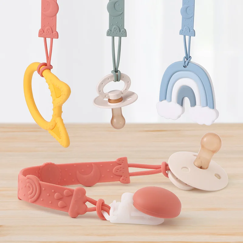 Bpa Gratis Anti-Druppel Uit Één Stuk Siliconen Baby Fopspeen Clip Roestvrije Dummy Houder Tepel Clip Baby Accessoires