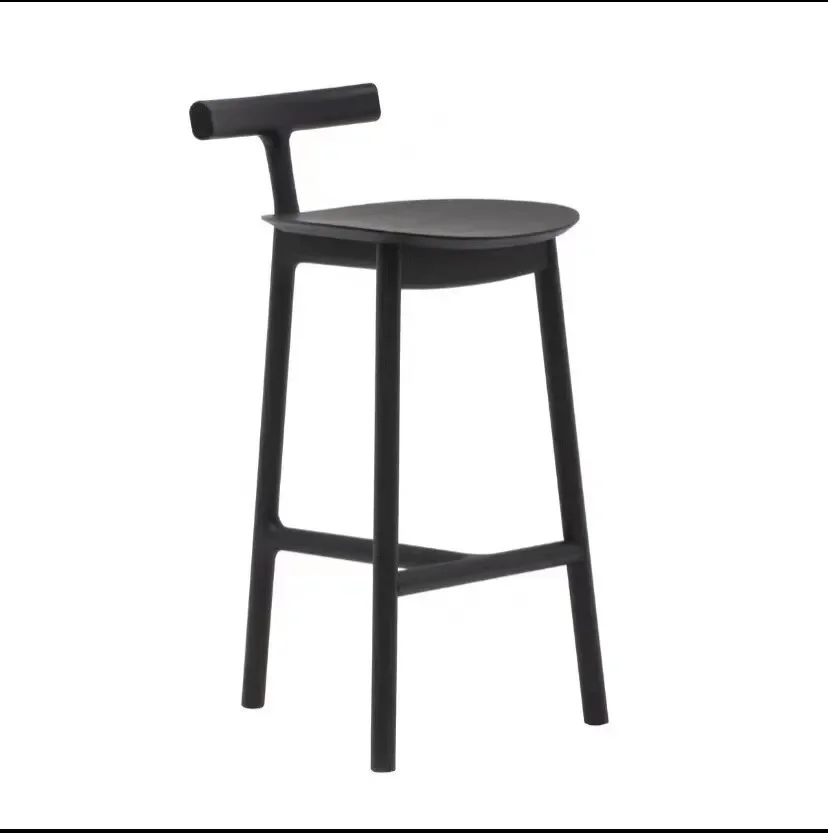 

Nordic Bar Chair Solid Wood Simple Fashion Island Creative Leisure Modern Home Rear Bank