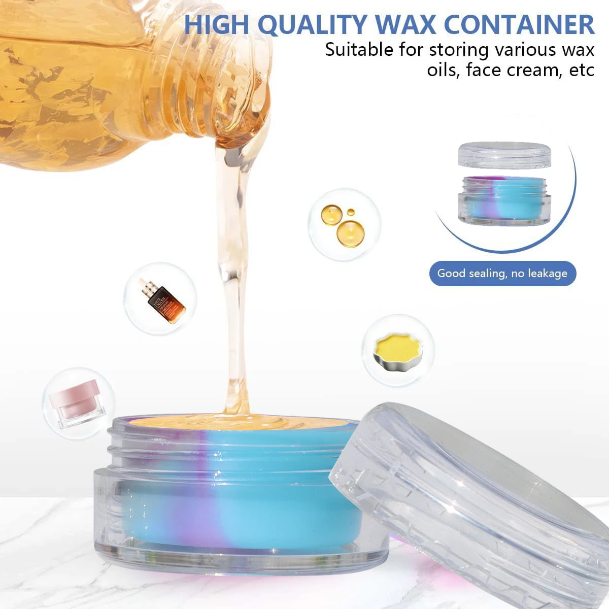 3 pcs 5ML 7ML 10ML Silicone Acrylic Wax Jar Containers,Silicone Cosmetic Containers, Smoking Oil Classification Container