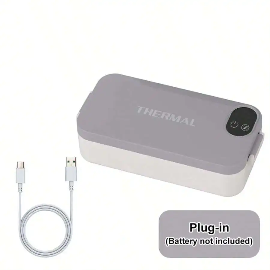 Electric Heated Lunch Box, Rechargeable Stainless Steel Thermal Lunch Box, Plug-In USB Portable Heated Lunch Box, Suitable For C