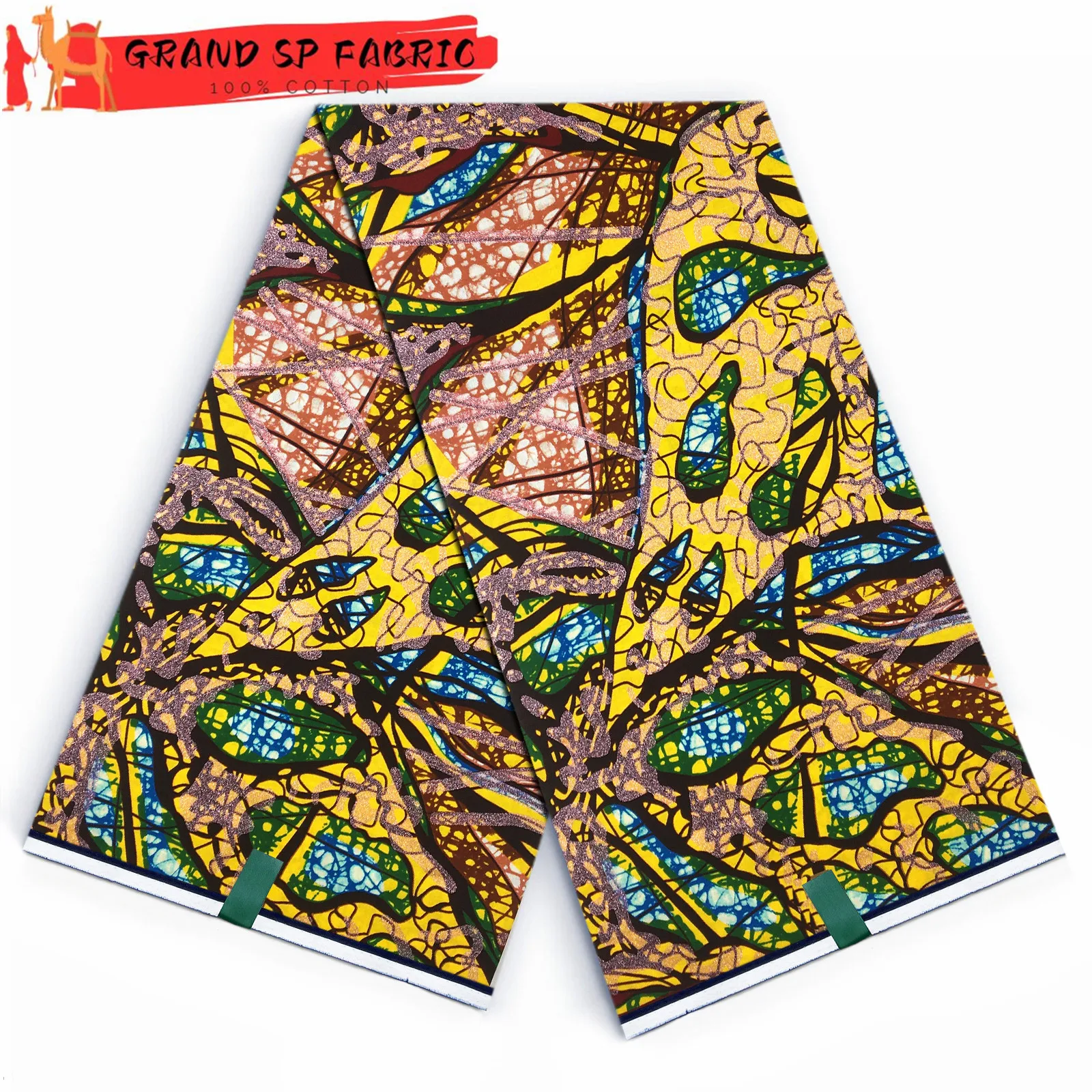 Grand Super African Wax Print Fabric For Sewing Veritable Ankara Fabric High Quality 100% Cotton Women's Fabric 6Yards