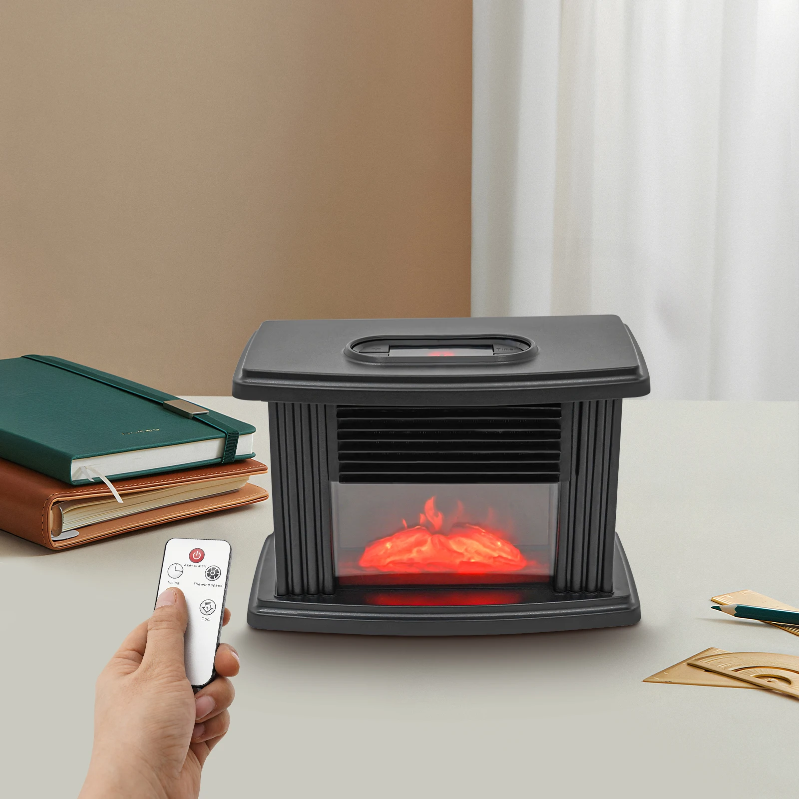 

Черный электрический камин 110 ~ 220 В 1000 Вт ABS электрический камин с регулируемым временем 1-8H для гостиной спальни