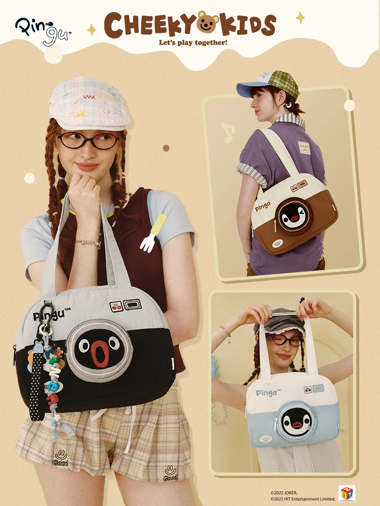 

Pingu Penguin Large Tote Bag Women Study Commute Shoulder Bag Book Carrier Hand Carry Vintage Cartoon Bag