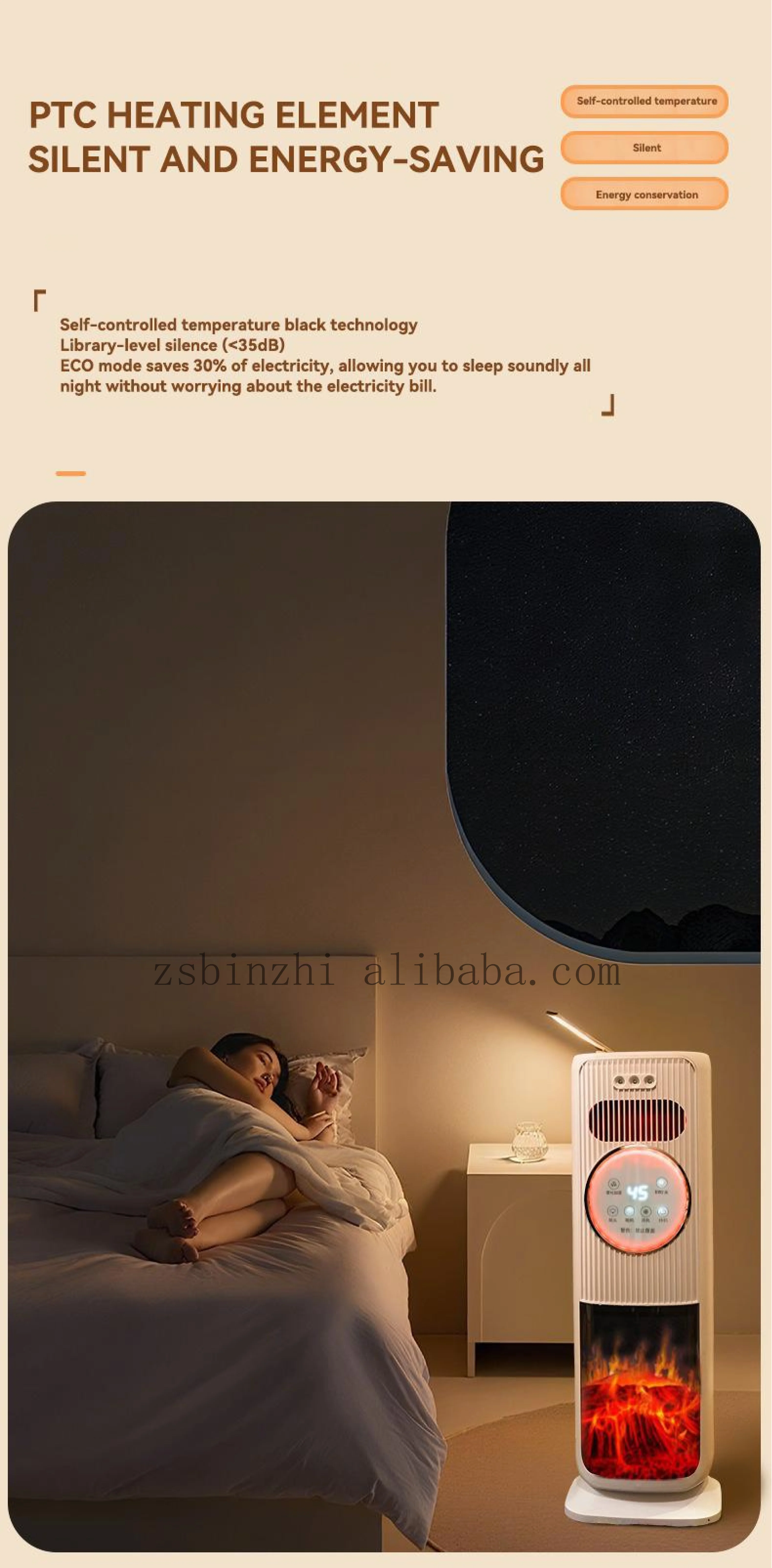 Electric Heating Floor Stand Fan Temperature Protection Timer Mist Air Cooling Heater Air Conditioner Fan