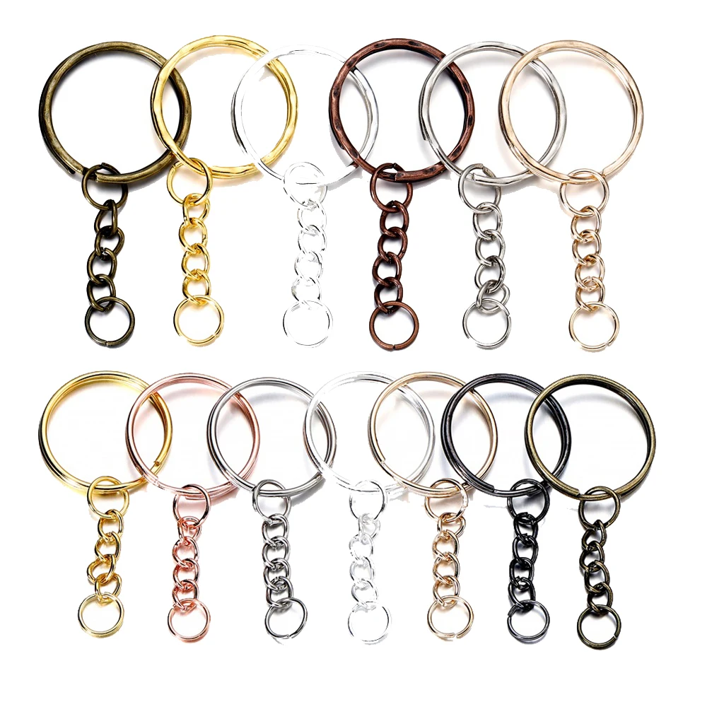 50Pcs Metal Blank Keyring Keychain Split Ring Keyfob Key Holder Rings Women Men DIY Pendants Jewelry Making Accessories