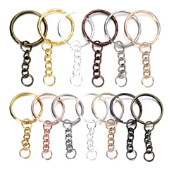 LLavero de Metal en blanco para mujer y hombre, 50 piezas, anillo dividido, llavero, anillos, colgantes DIY, accesorios para hacer joyas