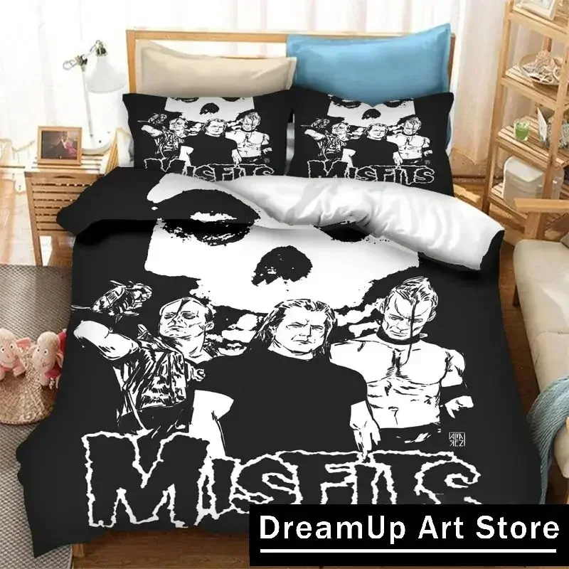 2026 3D Print Fashion Band Misfits Bedding Set Boys Girls Twin Queen Full Size Duvet Cover Pillowcase Bed Adult Bedroom
