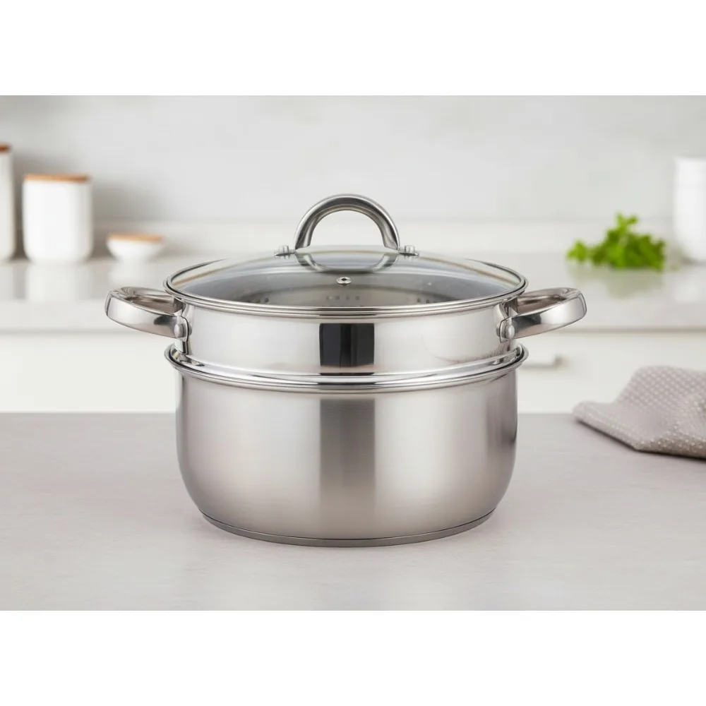 

Голландская духовка из нержавеющей стали на 6 литров с корзиной для пароварки — прочная кухонная посуда для медленного приготовления и здорового питания