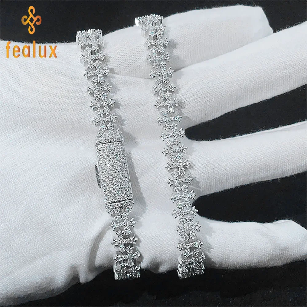 

Fealux кубинские украшения хип-хоп крест ледяной блестящий бриллиант латунное ожерелье женский модный браслет