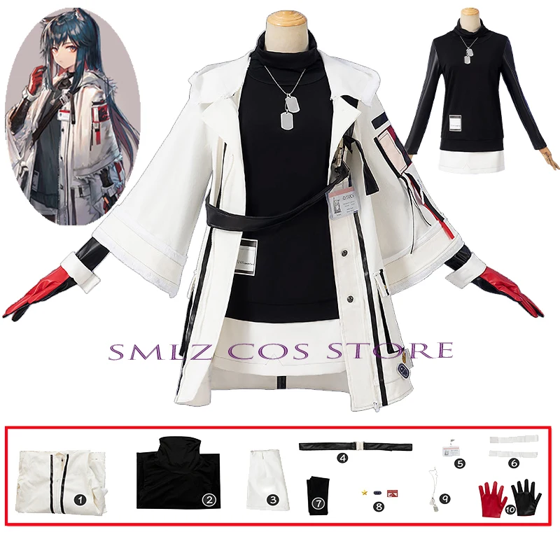 

Anime Celinia Texas Cosplay Game Arknights Costume Women White Coat Skirts Uniform Suit Halloween Christmas Texas Role Playing