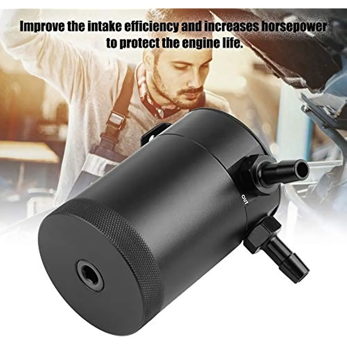 خزان علبة التقاط الزيت، مجموعة خزان زيت محرك السيارة الألومنيوم ذات الفتحتين العالمية، مجموعة خزان الاستراحة باللون الأسود