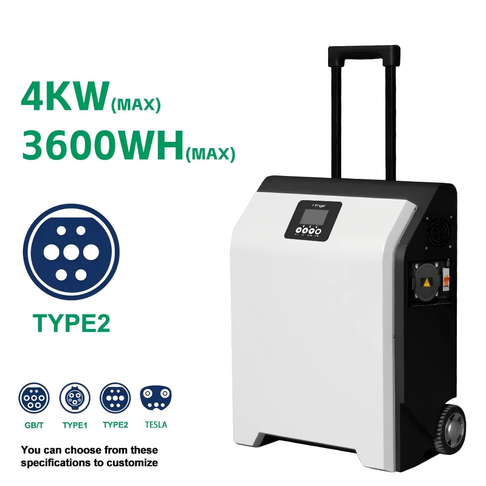 New Emergency Road Rescue Type 2/1/GBT/NACS Electric Vehicle Power Bank 5kW 3.6kWh Lithium Iron Phosphate Portable Car Charger