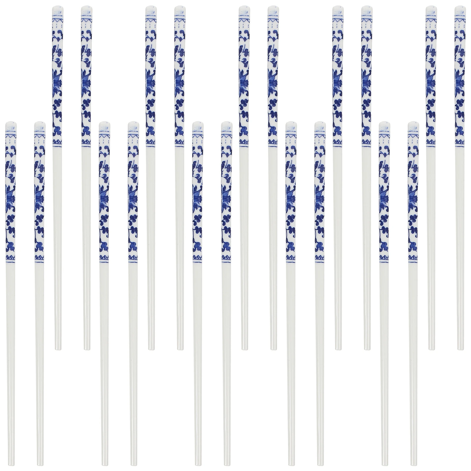 

10 Pairs Cooking Chopsticks Long Blue and White Porcelain Chinese Ceramics Large