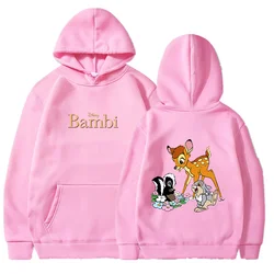 Disney Bambi Hoodies Men Women Thin Hooded Pullover Sweatershirt Boys Girls Student Hip Hop Hoddie Sweatshirts