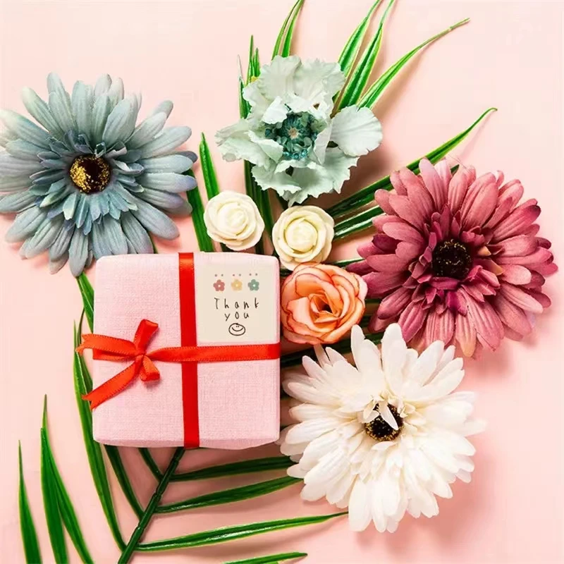 300 buah/gulungan persegi Terima kasih Stickers3 * 3CM bunga dekoratif stiker penyegel untuk hadiah pesta pernikahan kemasan bisnis kecil