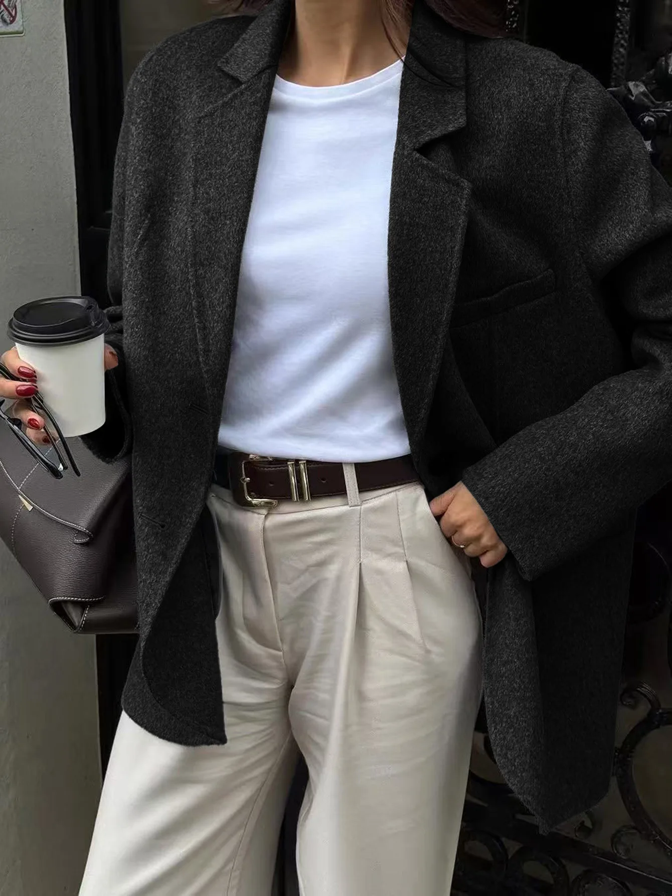 

Новые осенне-зимние модные повседневные однобортные однобортные костюмы с отложным воротником и длинными рукавами, однотонные облегающие костюмы, 4 цвета