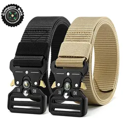 Cinturón para hombre, cinturón con brújula multifunción para exteriores, lona de alta calidad para nailon, cinturones de lujo para hombre, pantalones vaqueros deportivos para mujer, cinturón Neutral