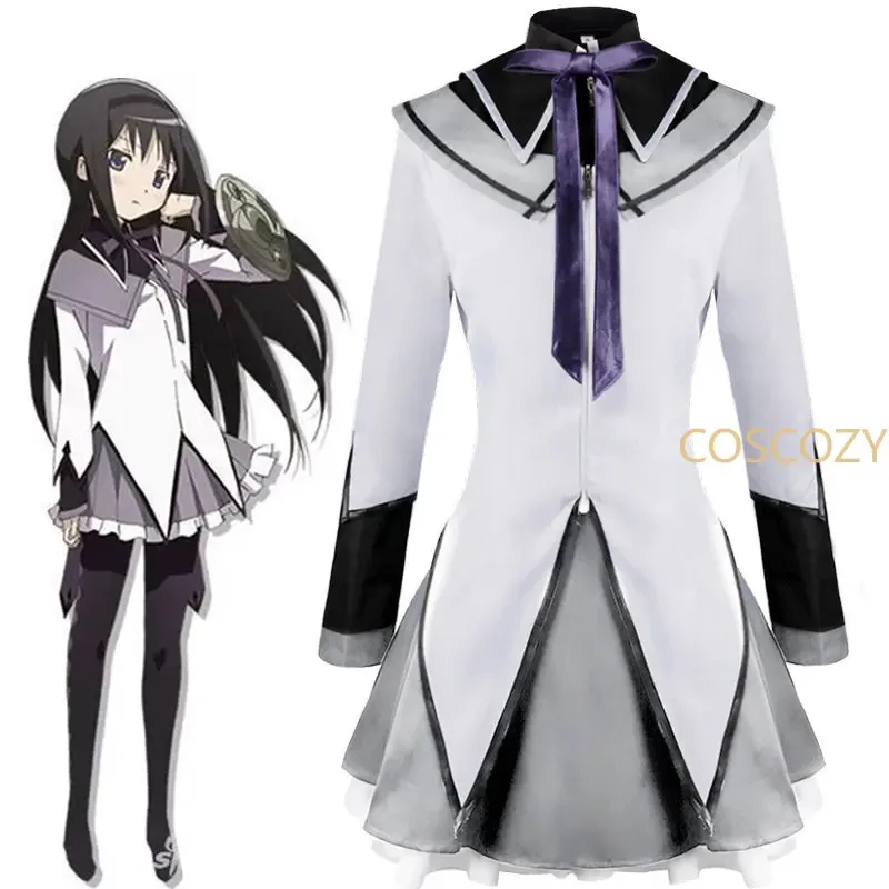 2025 New Anime Magical Girl Puella Magi Madoka Magica Homura Akemi Cosplay Costume Fighting Uniforms Wig Socks for Mahou Shoujo