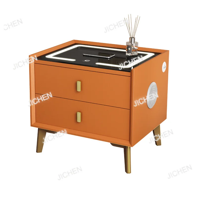 

smart bedside table Bluetooth speaker, two pumps in the bedroom, wireless charging USB, and three pumps in the bedside table.