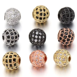 5 Stuks Metaal Messing Micro Pave Cubic Zirconia Ronde Spacer Losse Kralen Voor Diy Bedels Ketting Armband Sieraden Maken Accessoires