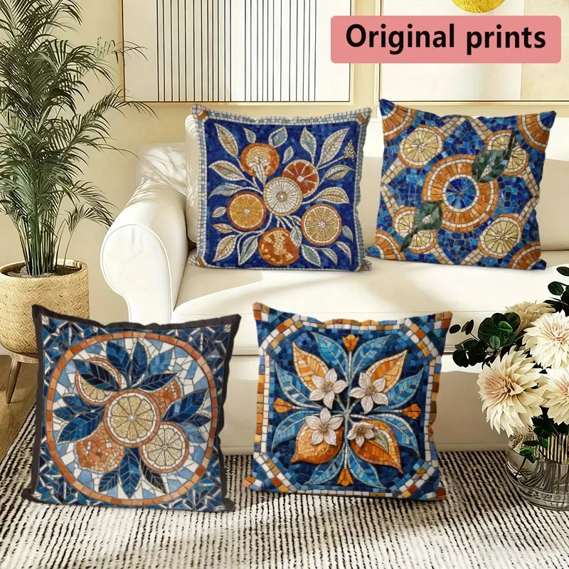 Bohemian Mosaic Citrus Throw Pillow Covers Pattern Cushion Cover Suitable for Sofa Bedroom Car Pillow Cover