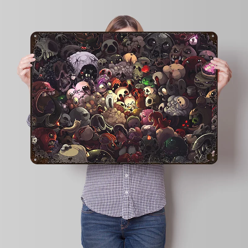The Binding of Isaac Printed Poster Customized Wall Art Retro Vintage Metal Tin Signs for Bedroom Decoration Gaming Desk Decor