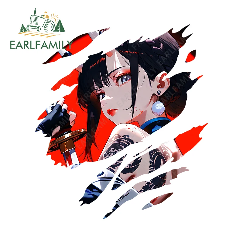 

EARLFAMILY Tear Oni Anime Girl Car Stickers Japanese Tattoo Rear Windshield Decal Occlusion Scratch Sunscreen Vinyl Car Wrap