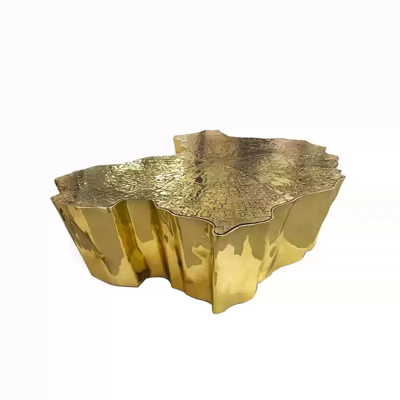 

Modern light luxury stainless steel special-shaped coffee table designer high-end villa living room tree stump tea table
