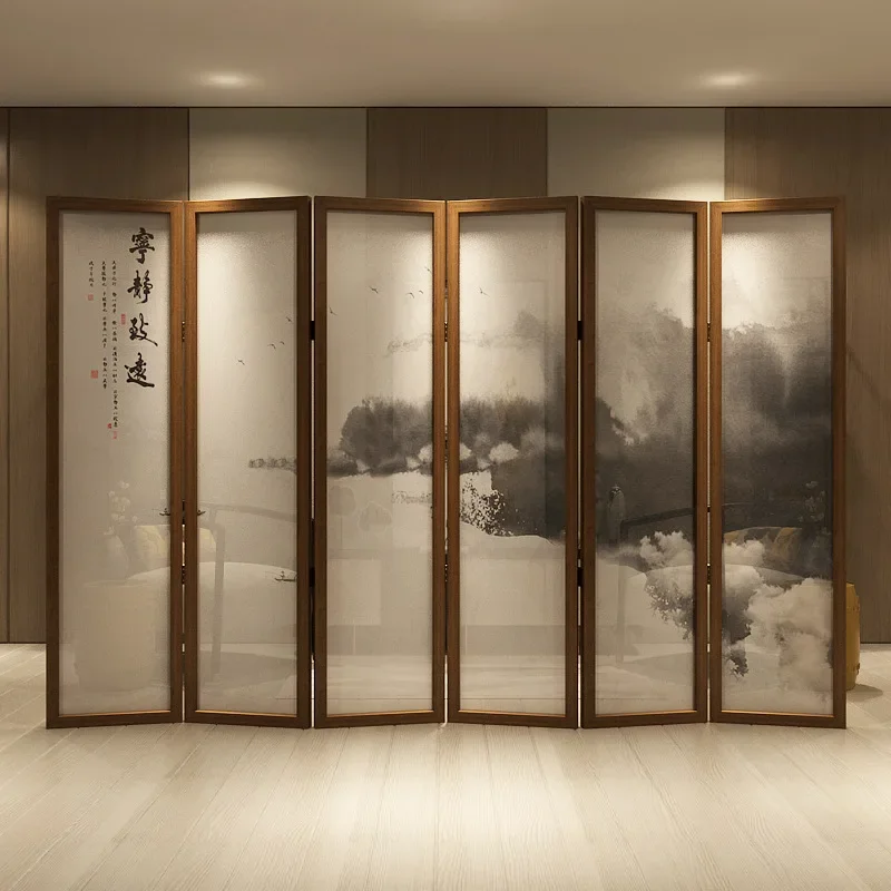 Neoclassical screen partition Chinese living room mobile home folding blocking tea room decoration office landscape folding scre