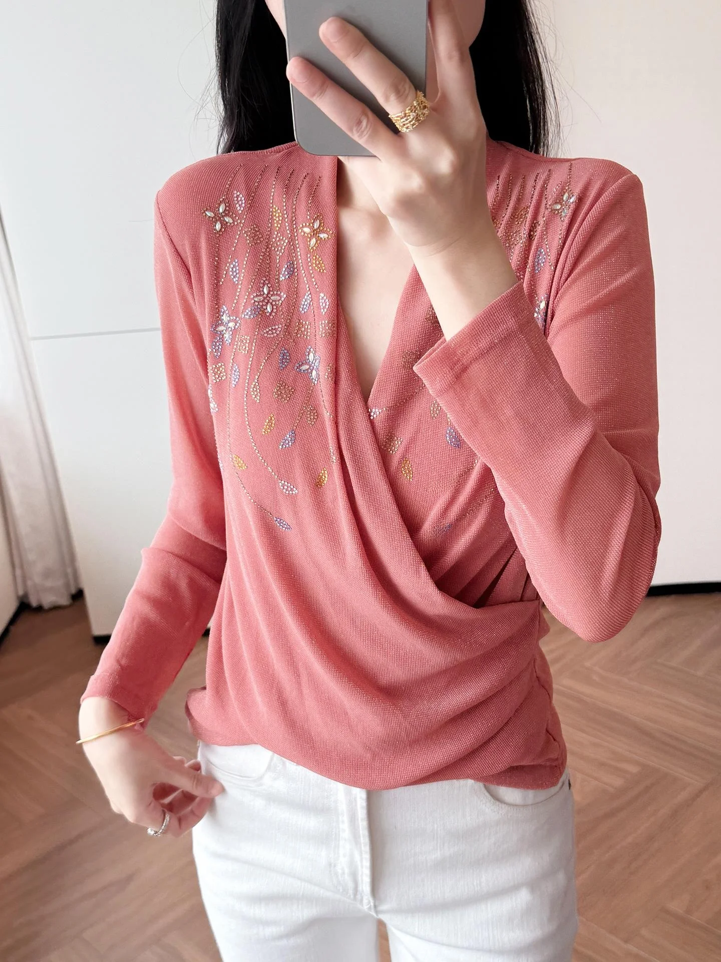 

Сексуальная футболка с крестом V-Ne Long Sve, женская футболка Me Top Faionable Base irt для осени и зимы с ромбовидным подогревом, дизайн Sensua...