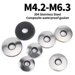 Composite Waterproof Gasket 304 Stainless Steel Anti-loose Anti Slip Washer Drill Tail Screw Roofing Washers M4.2/M4.8/M5.5/M6.3