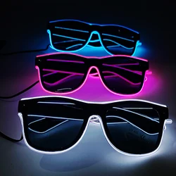 10-kolorowe modne okulary przeciwsłoneczne LED EL Wire Neon Bar Dance DJ Jasne migające okulary przeciwsłoneczne Męskie świecące okulary