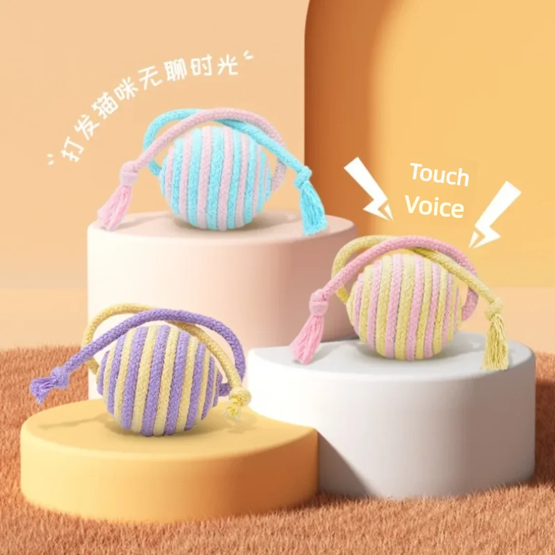Funny Cat Toy Colorful Yarn Balls with Bell Sounding Interactive Toy, Pet Self Entertaining Chew and Tease Cats Toy Cat Supplies