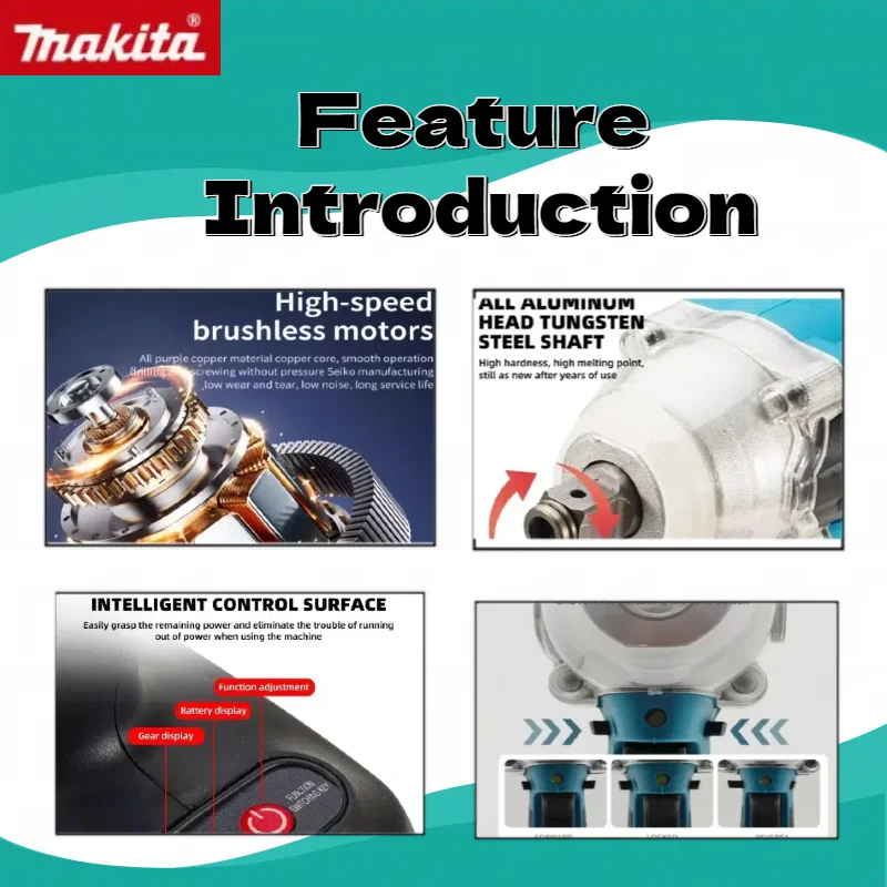 Makita DTW600 브러시리스 전기 스크루드라이버 기계 충전식 드릴 드라이버 Makita 18V 배터리 전동 공구와 호환 가능
